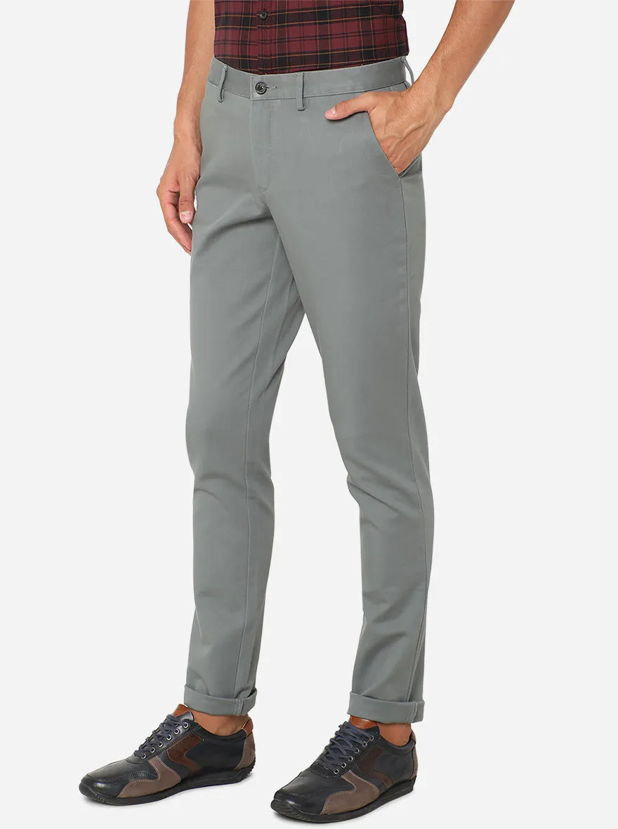 Ash Grey Solid Uno Fit Casual Trouser | JadeBlue