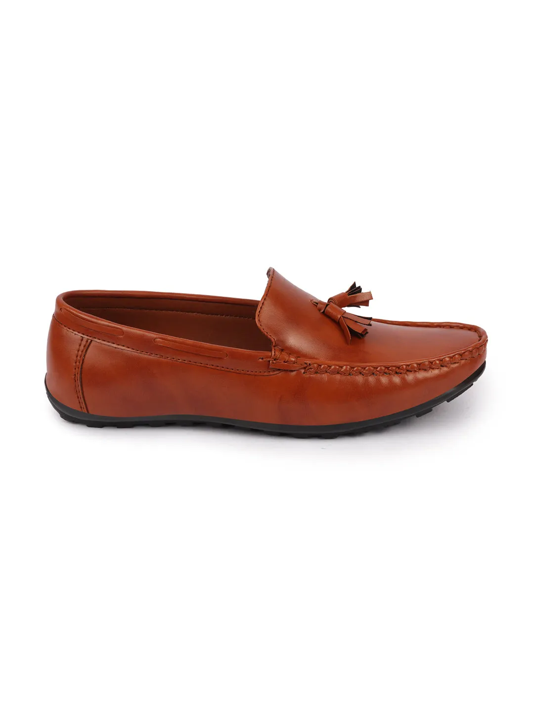 Basics Men Tan Side Stitched Casual Slip On Tassel Loafers and Moccasin Shoes