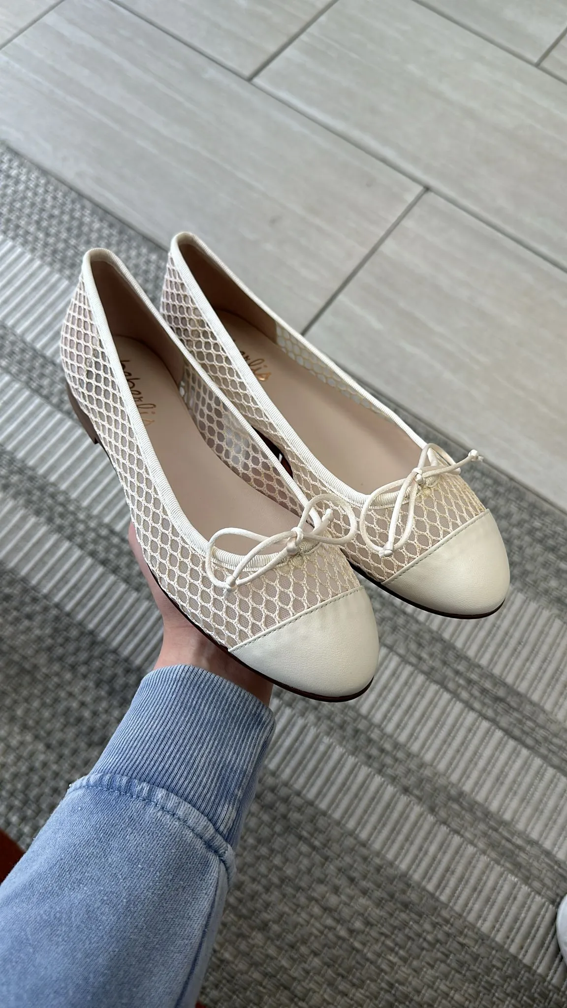 Beberlis Cream Mesh Ballet Flat