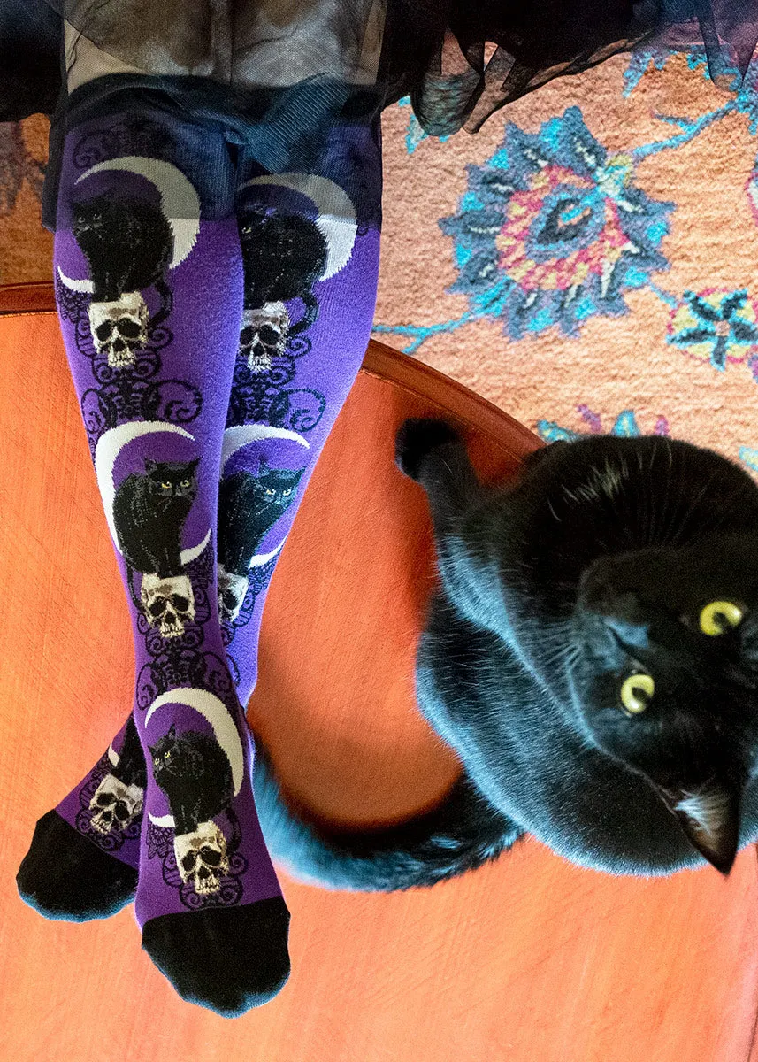 Black Cat Moon Knee Socks