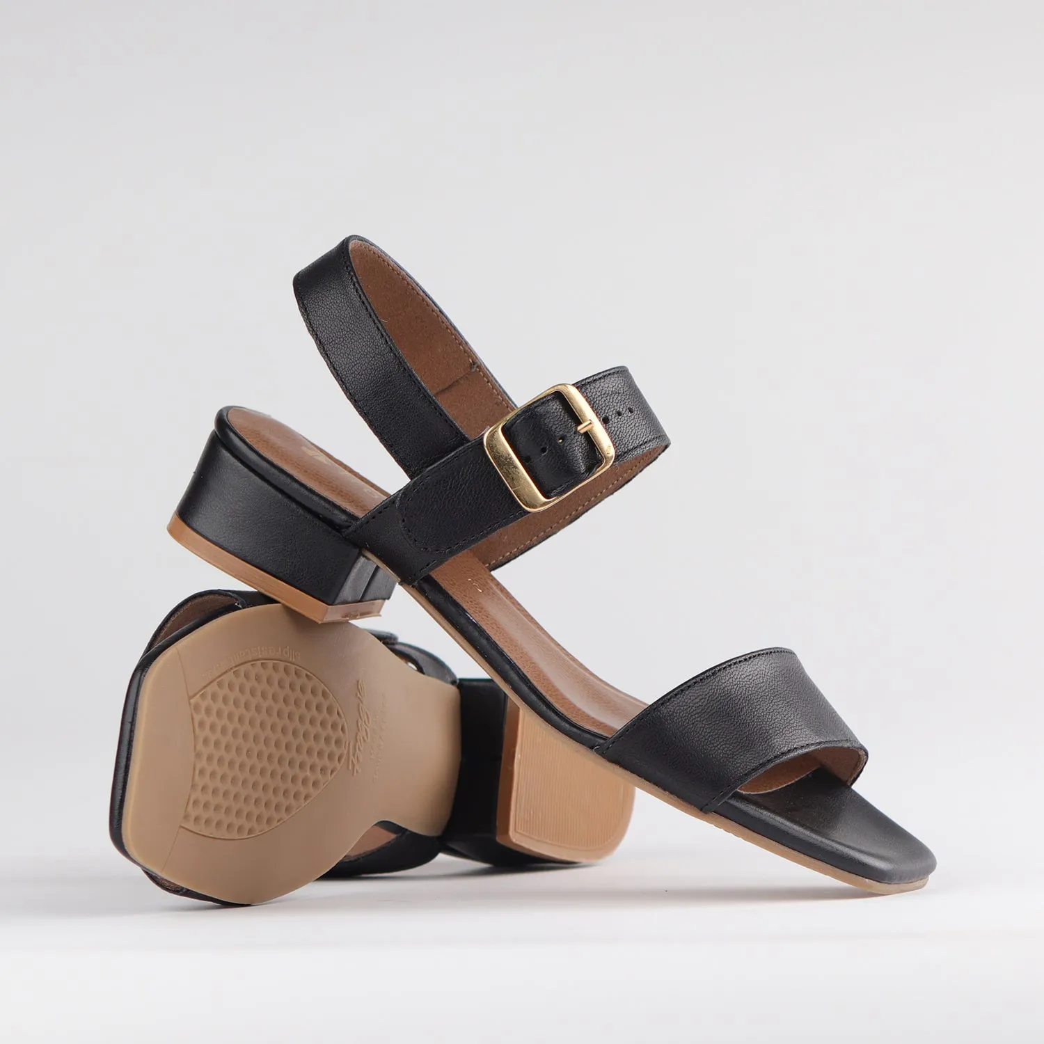 Block Heel Slingback Sandal in Black Multi1 - 12408