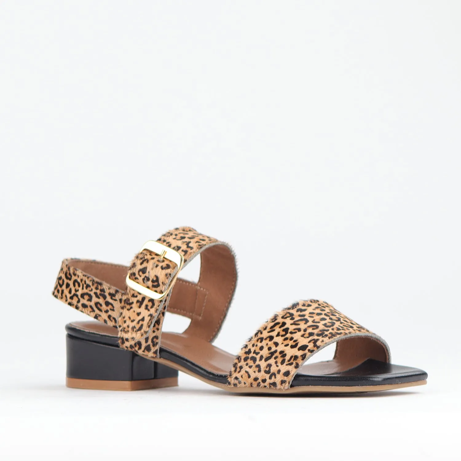 Block Heel Slingback Sandal in Cheetah Tan - 12408