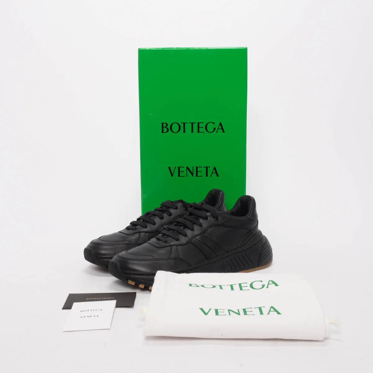 Bottega Veneta Black Leather Speedster Sneakers 42