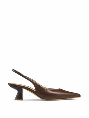 Brown slingback point-toe pumps