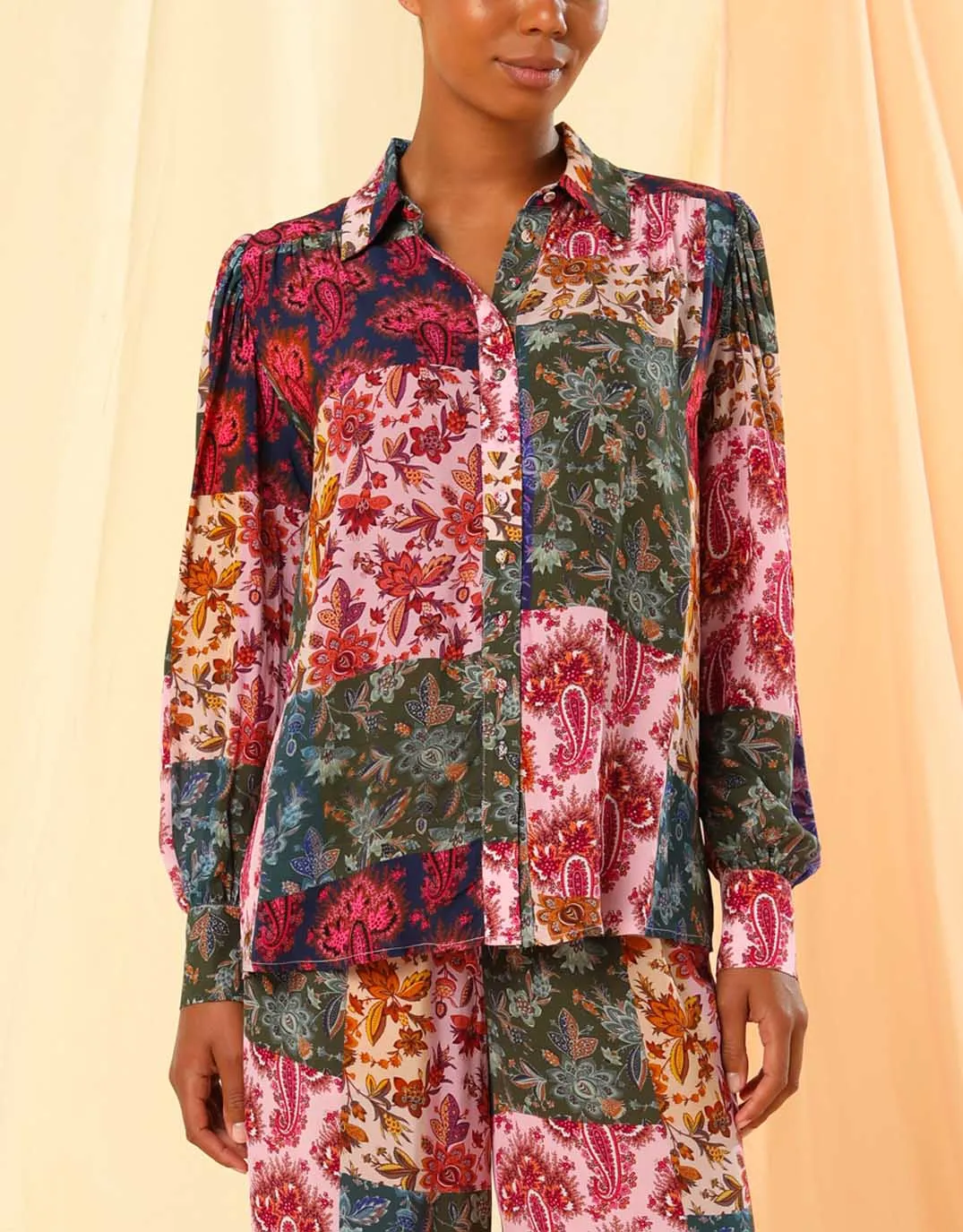 Charlotte Lapel Blouse - Mosaic Paisley