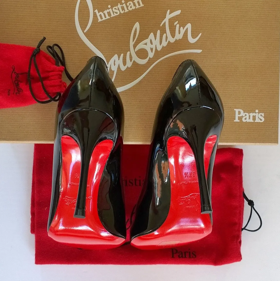 Christian Louboutin Fifetish 85 Black Patent Heels