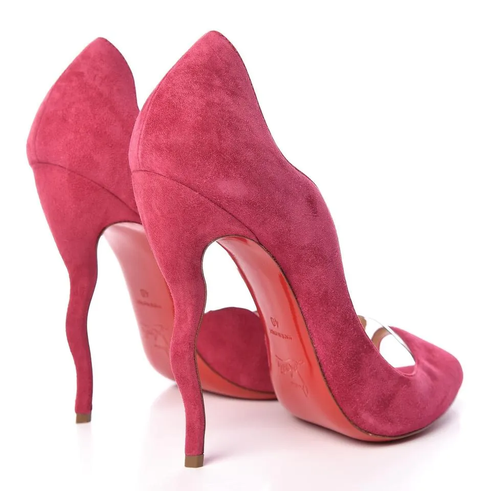 Christian Louboutin Pink Veau Velours Deepik Half D'orsay 100 Rosa Pumps 40