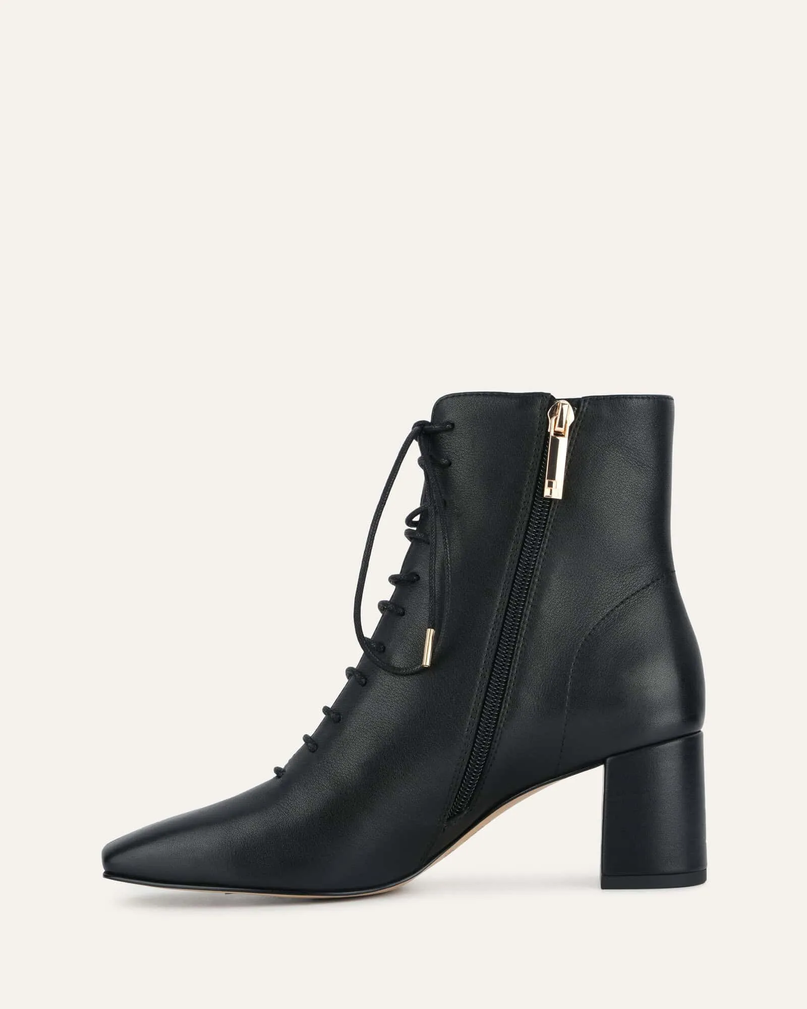 CORA MID ANKLE BOOTS BLACK LEATHER