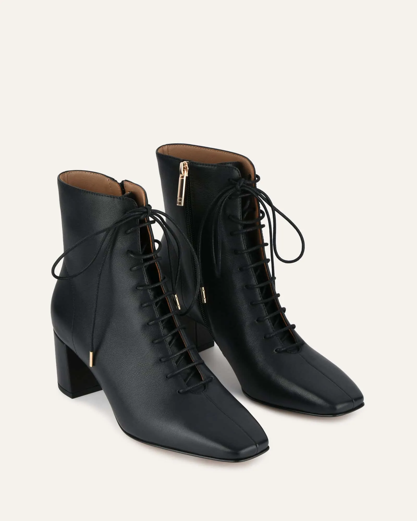 CORA MID ANKLE BOOTS BLACK LEATHER