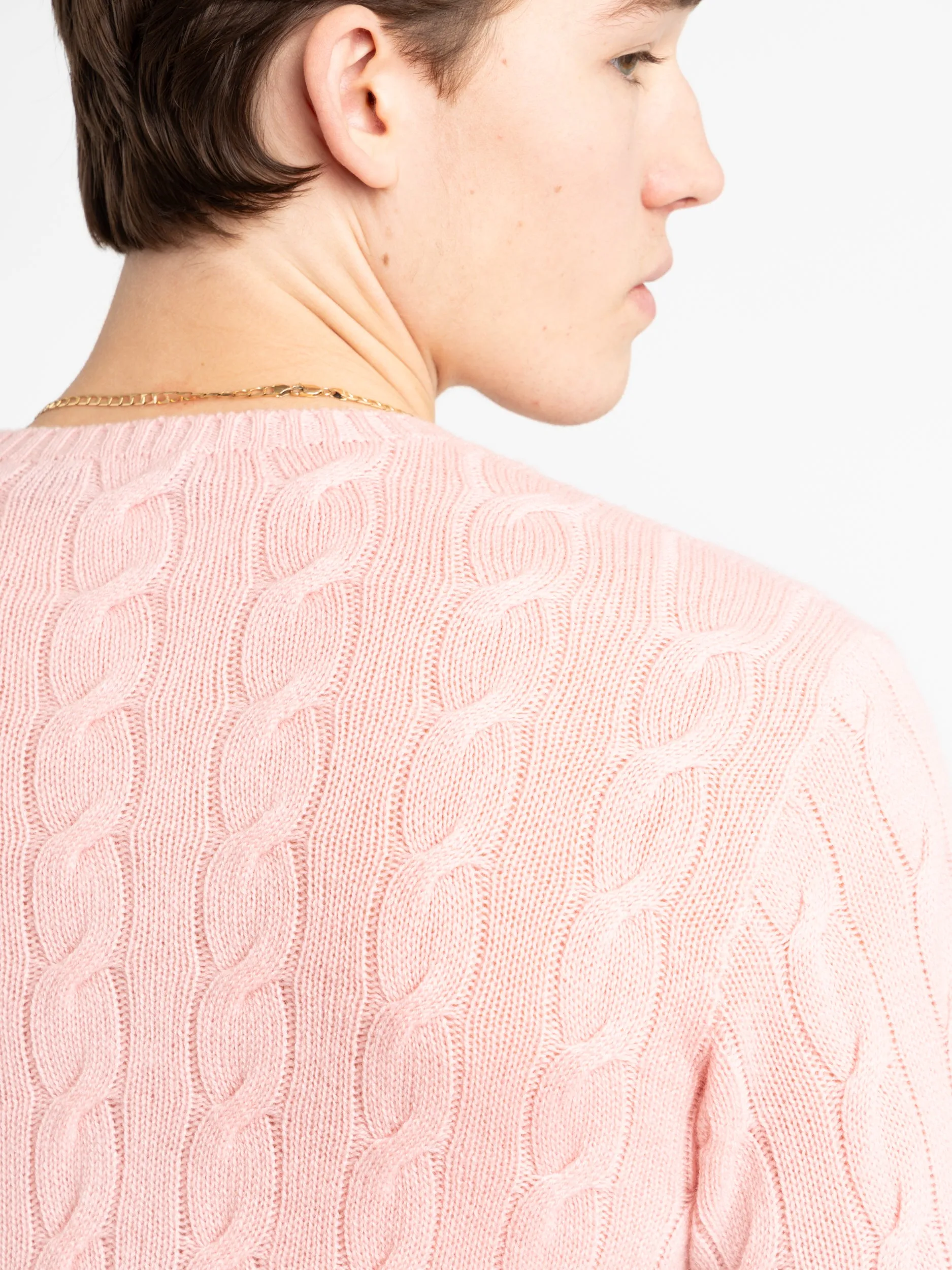 Crystal Rose Cable-Knit Cashmere Sweater