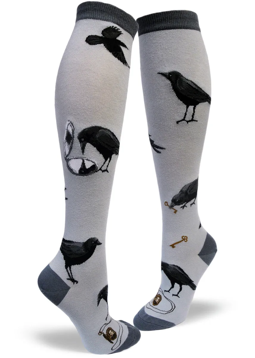 Curious Crows Knee Socks