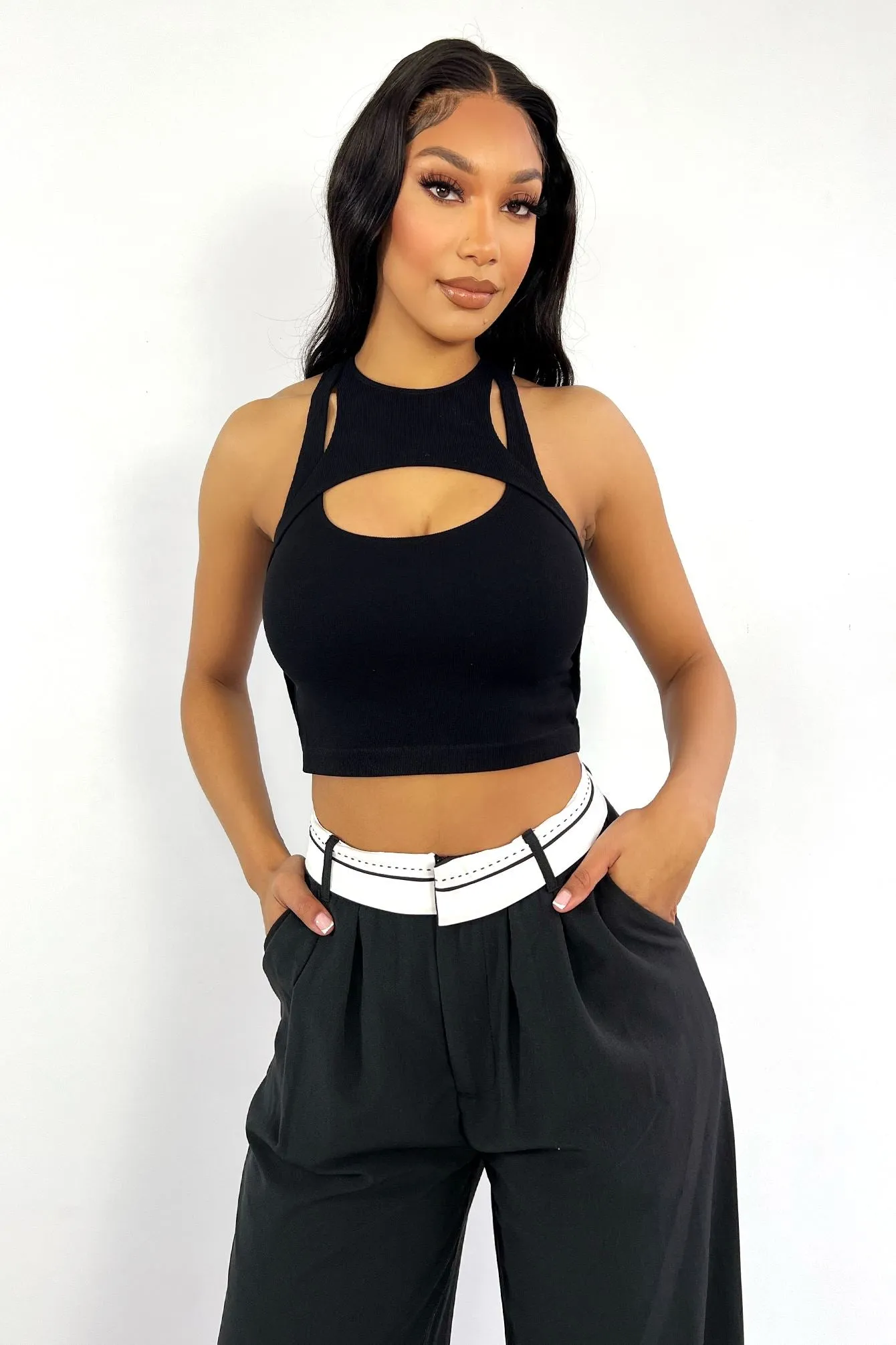 Cutthroat Cutout Muscle Tank Crop Top