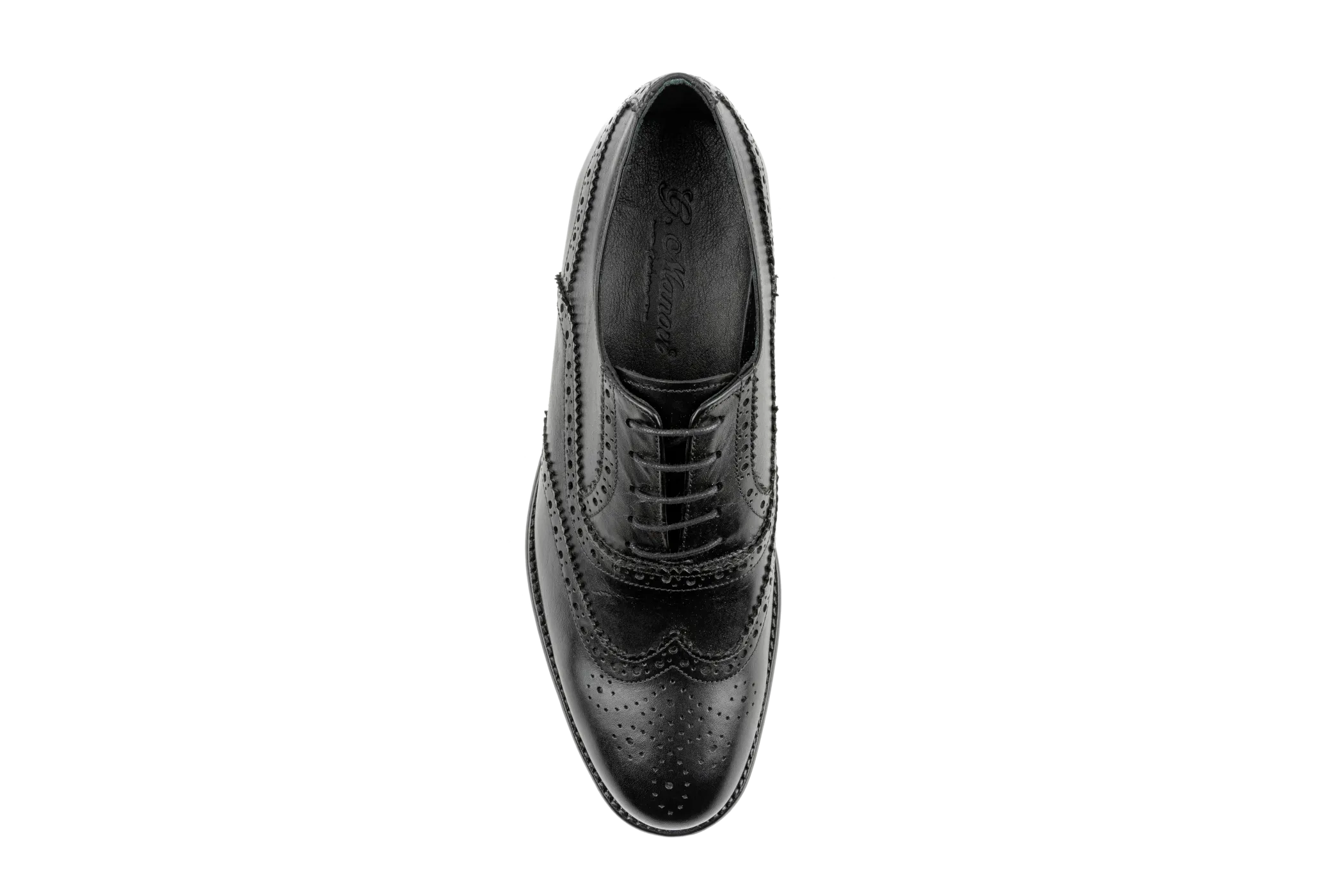 Debbano Gui Oxford Shoes, Top Grain Leather Oxfords for Men, Luxury, Men's Oxford Dress Shoes, Wingtip Shoes with Full Brogue Details, Black Oxford Shoes