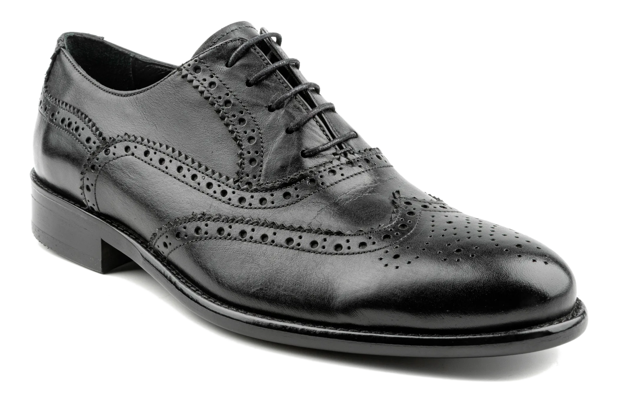 Debbano Gui Oxford Shoes, Top Grain Leather Oxfords for Men, Luxury, Men's Oxford Dress Shoes, Wingtip Shoes with Full Brogue Details, Black Oxford Shoes