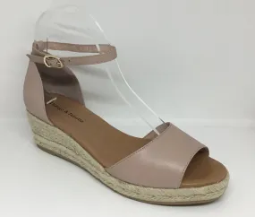 Django & Juliette Skip Rose Leather Espadrille Wedge