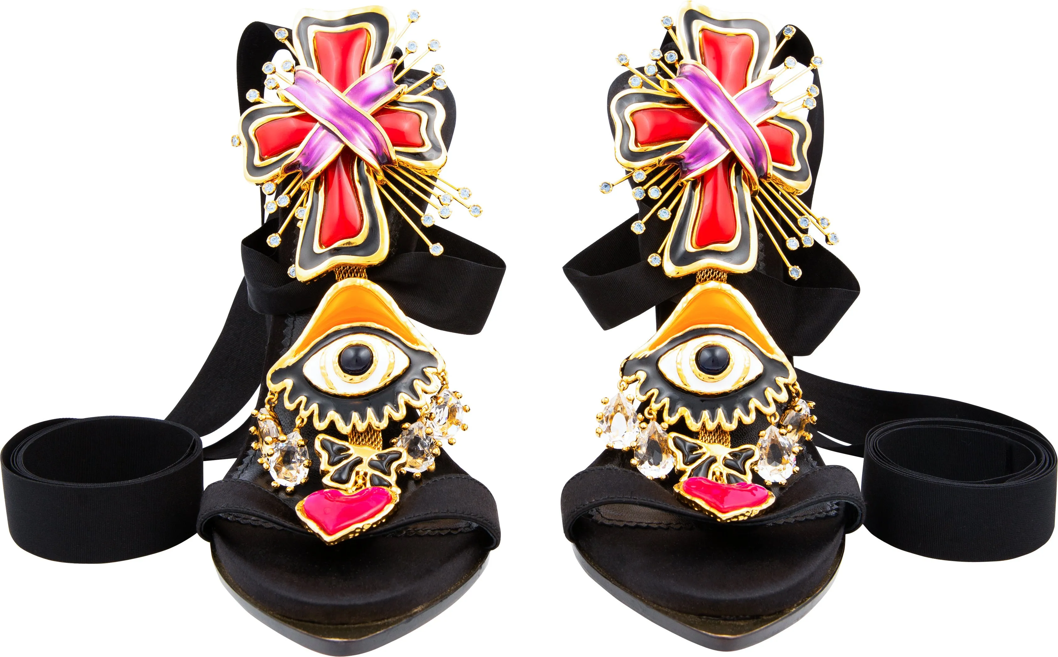 Dsquared2 Spring 2017 Treasure Ribbon Surreal Embellished Sandals