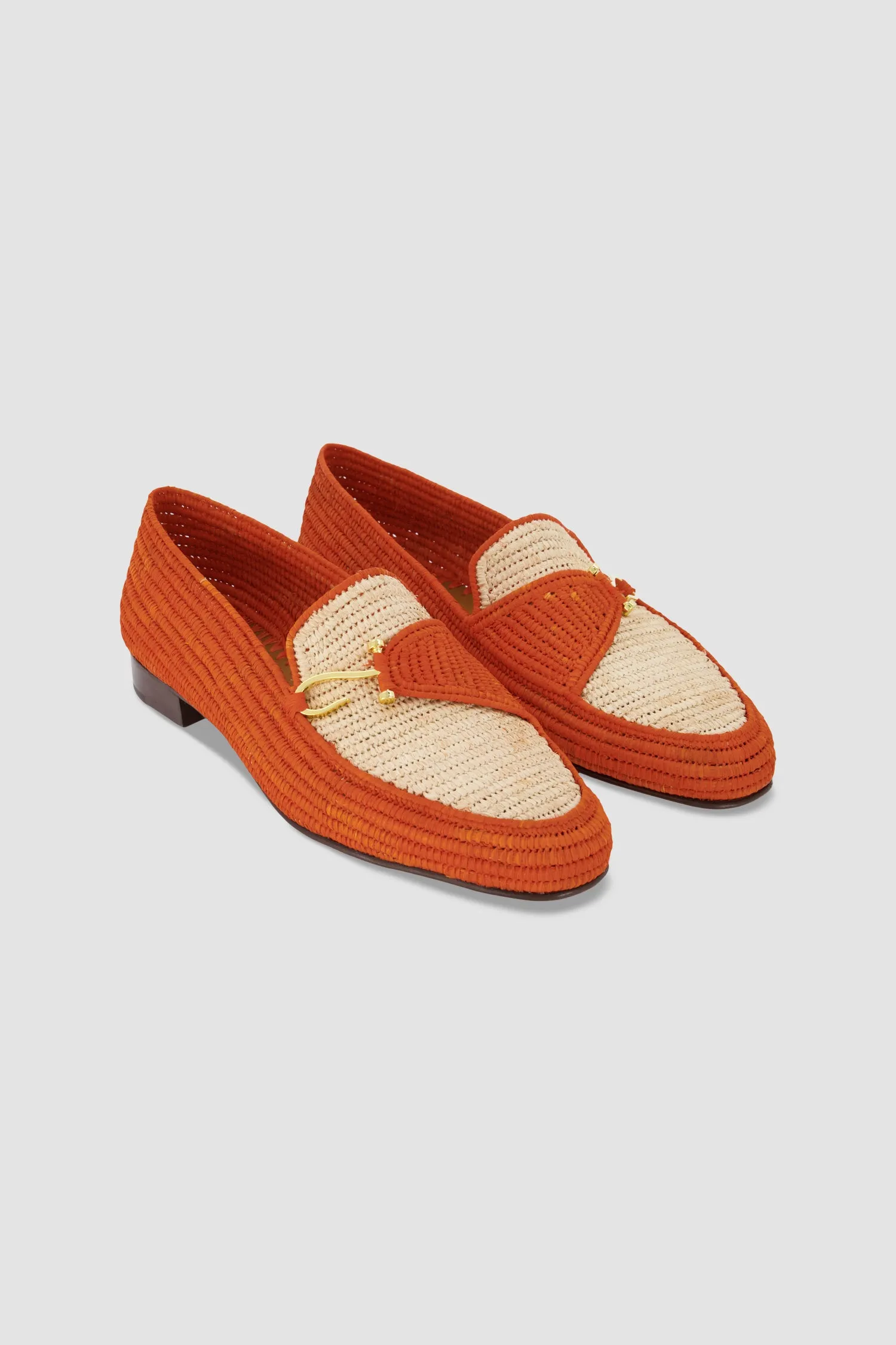 Edhen Milano Agadir Orange Raffia Loafers