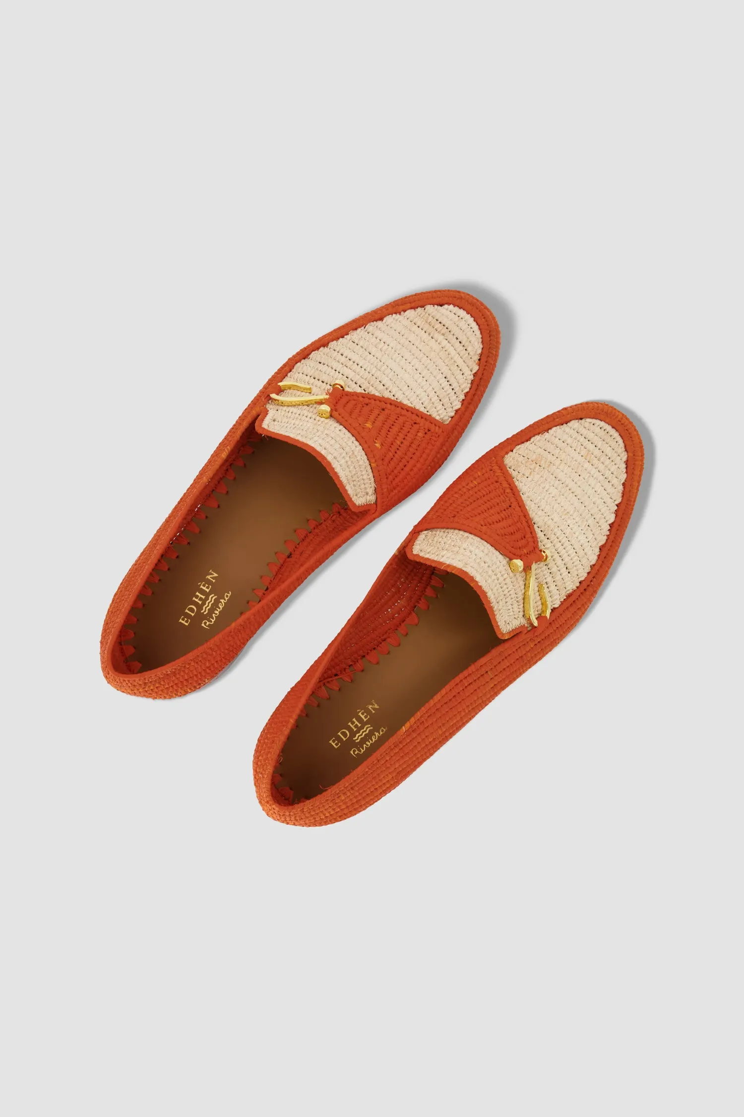 Edhen Milano Agadir Orange Raffia Loafers