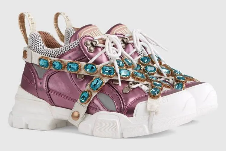 'Flashtrek' Sneakers with Removable Crystals, Pink