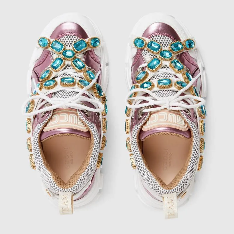 'Flashtrek' Sneakers with Removable Crystals, Pink