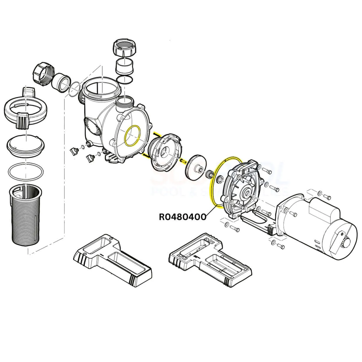 Jandy Diffuser and Impeller Hardware and O-Ring Kit For FloPro Pumps | R0480400