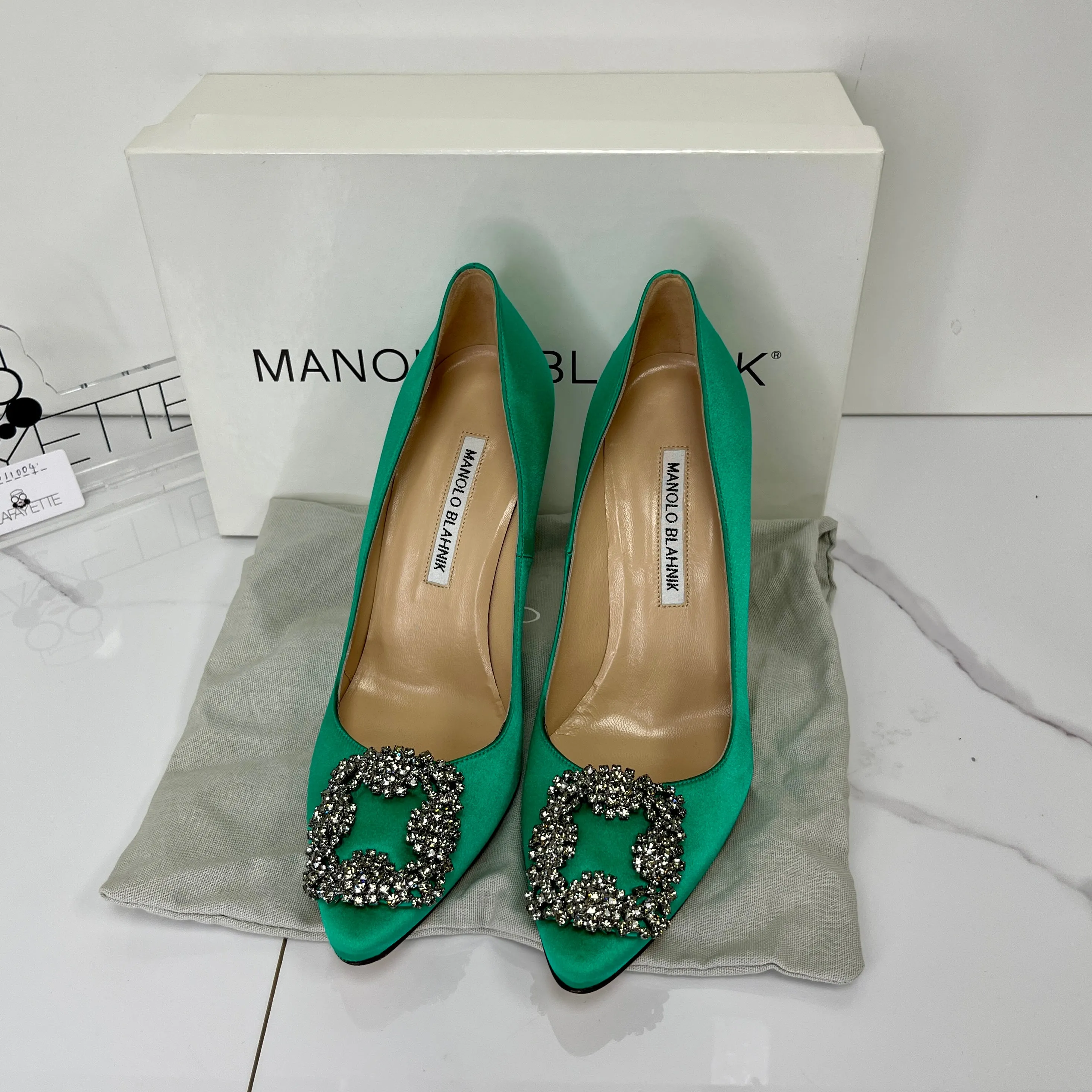 Manolo Blahnik Satin Jewel Buckle Pumps (105mm) - Size 37