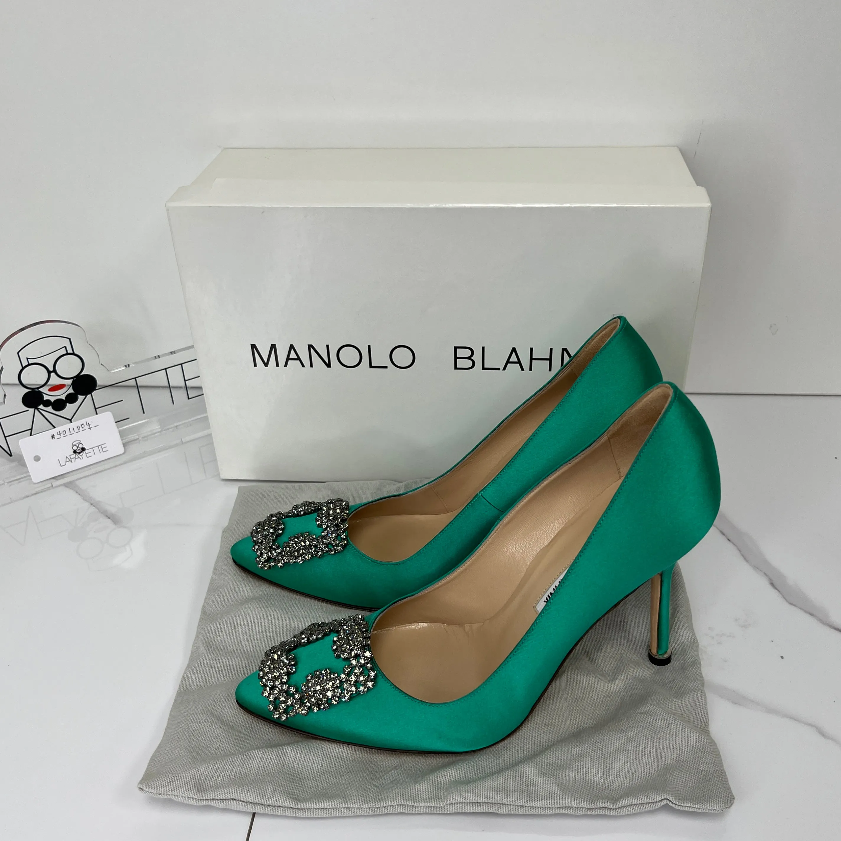 Manolo Blahnik Satin Jewel Buckle Pumps (105mm) - Size 37