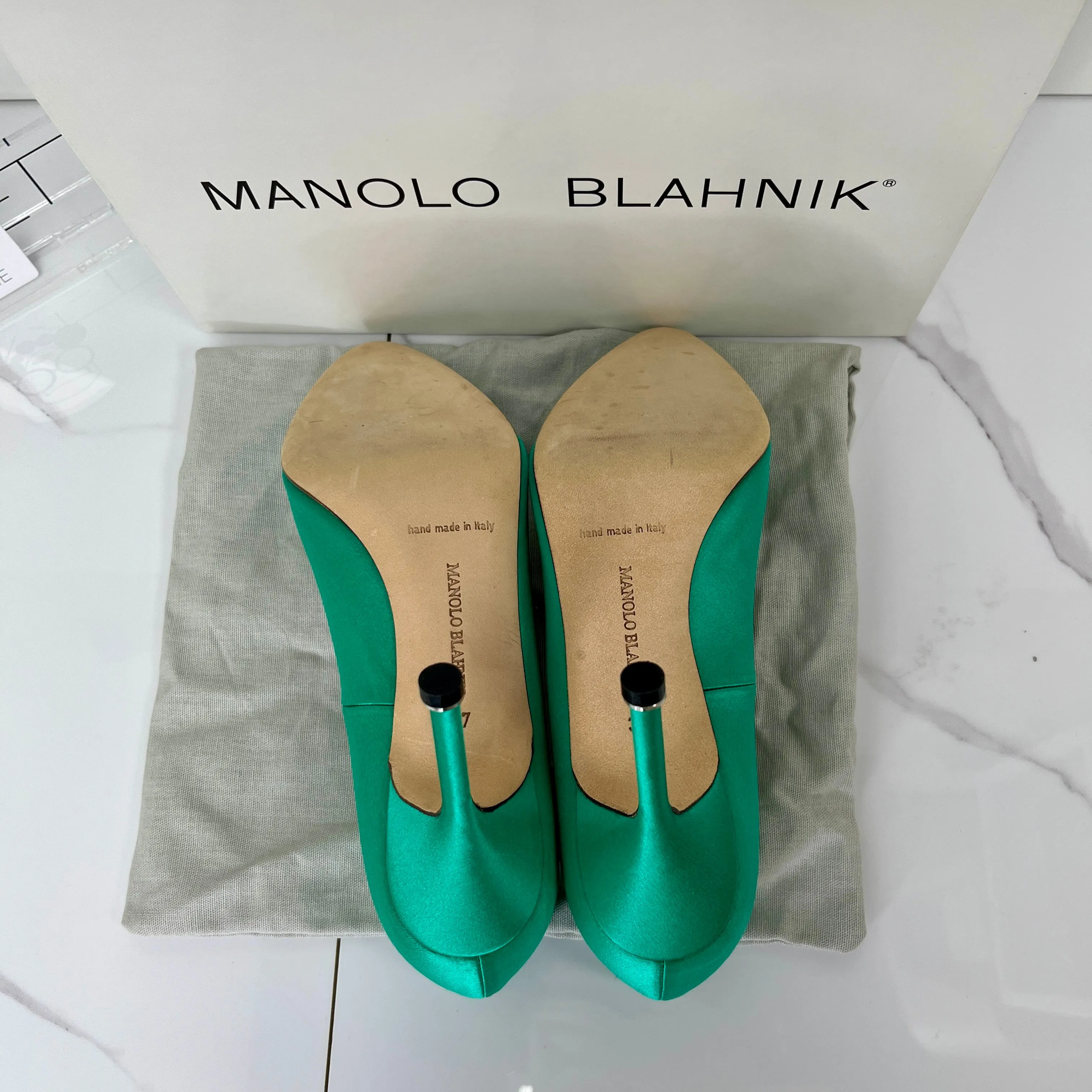 Manolo Blahnik Satin Jewel Buckle Pumps (105mm) - Size 37