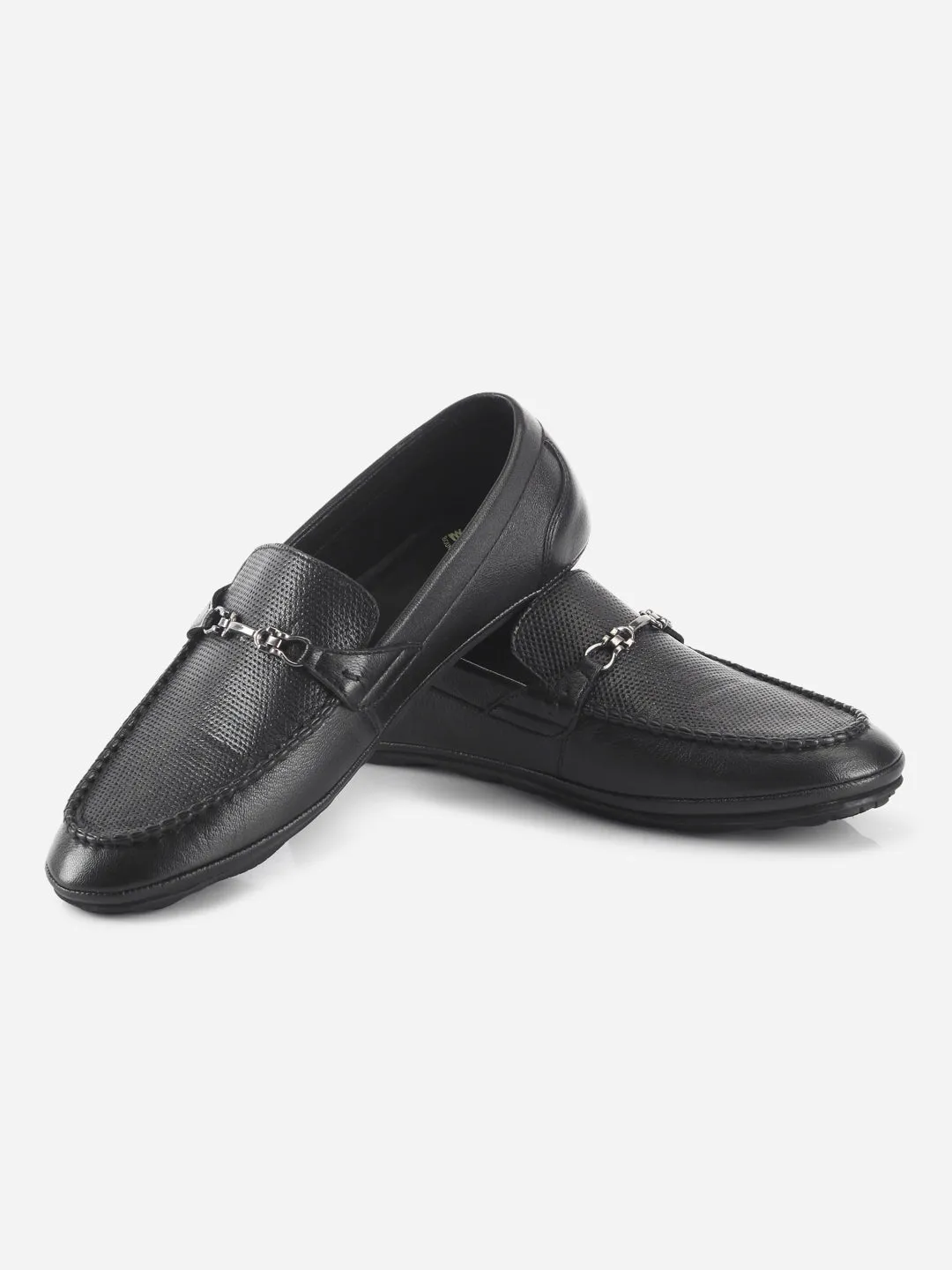 Men's Black Classic Metal Trim Saddle Loafer (ID1121)