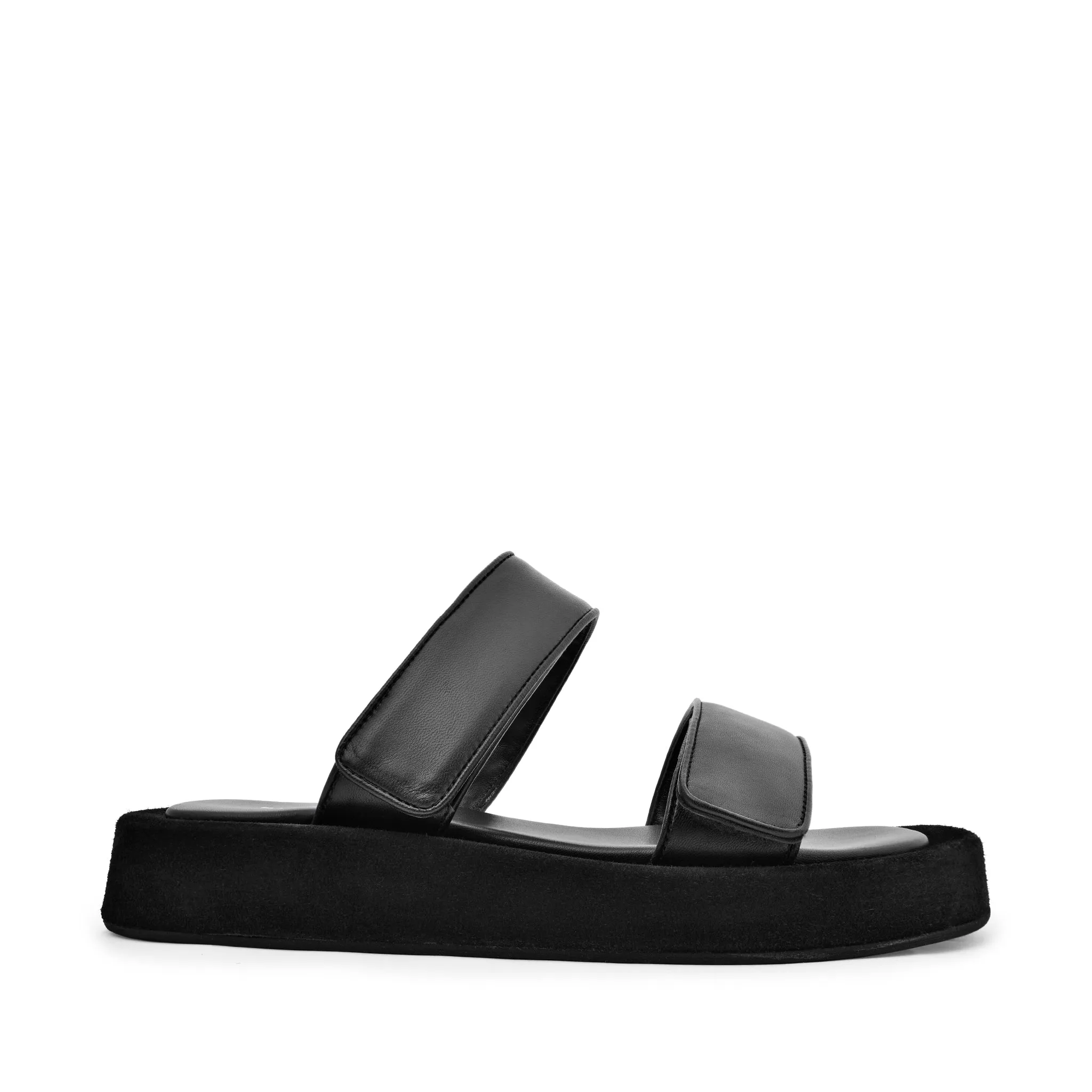 Mila Black Leather Straps Sandals