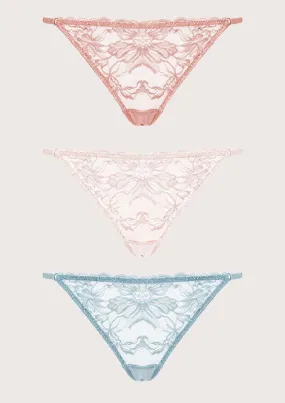 Pretty In Petals Breathable Sexy Lace String Thongs 3 Pack