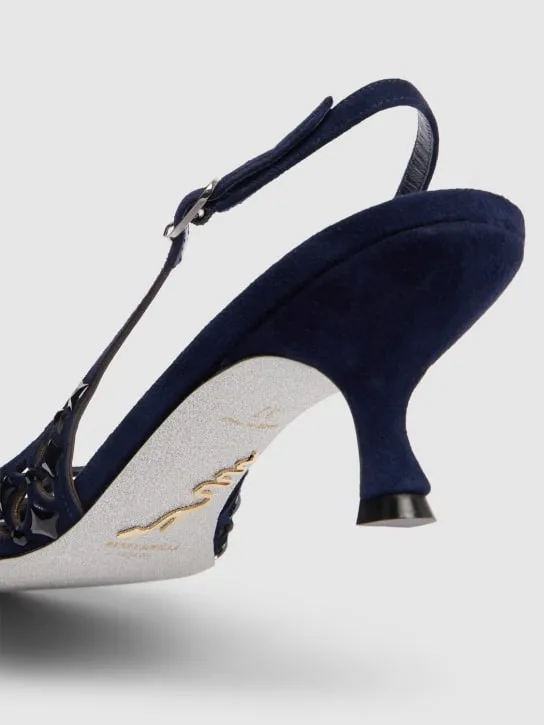 René Caovilla   50mm Trifora suede slingbacks 