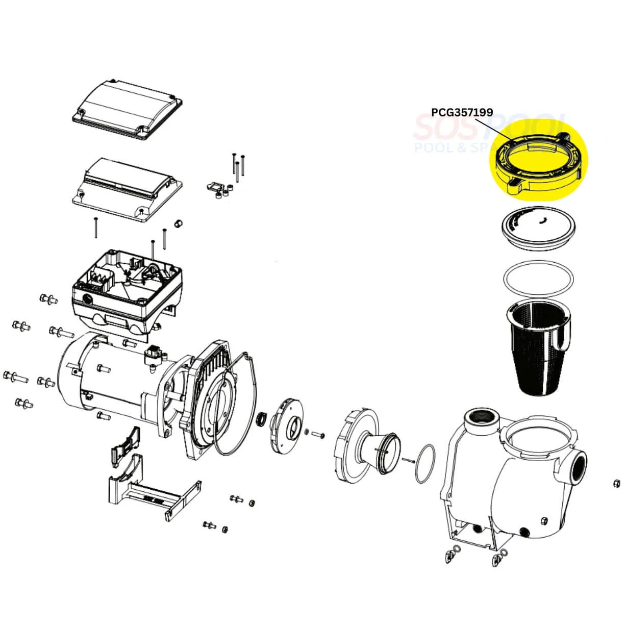 SOSPool Lid Clamp Locking Ring For Pentair Whisperflo and Intelliflo Pumps | Almond | 357199 | PCG357199