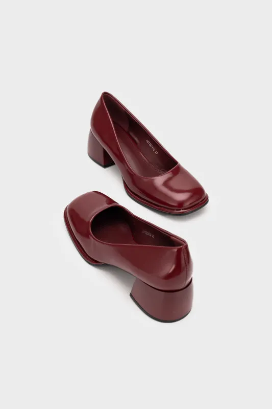 SQUARE TOE CHUNKY LOW HEEL PUMP