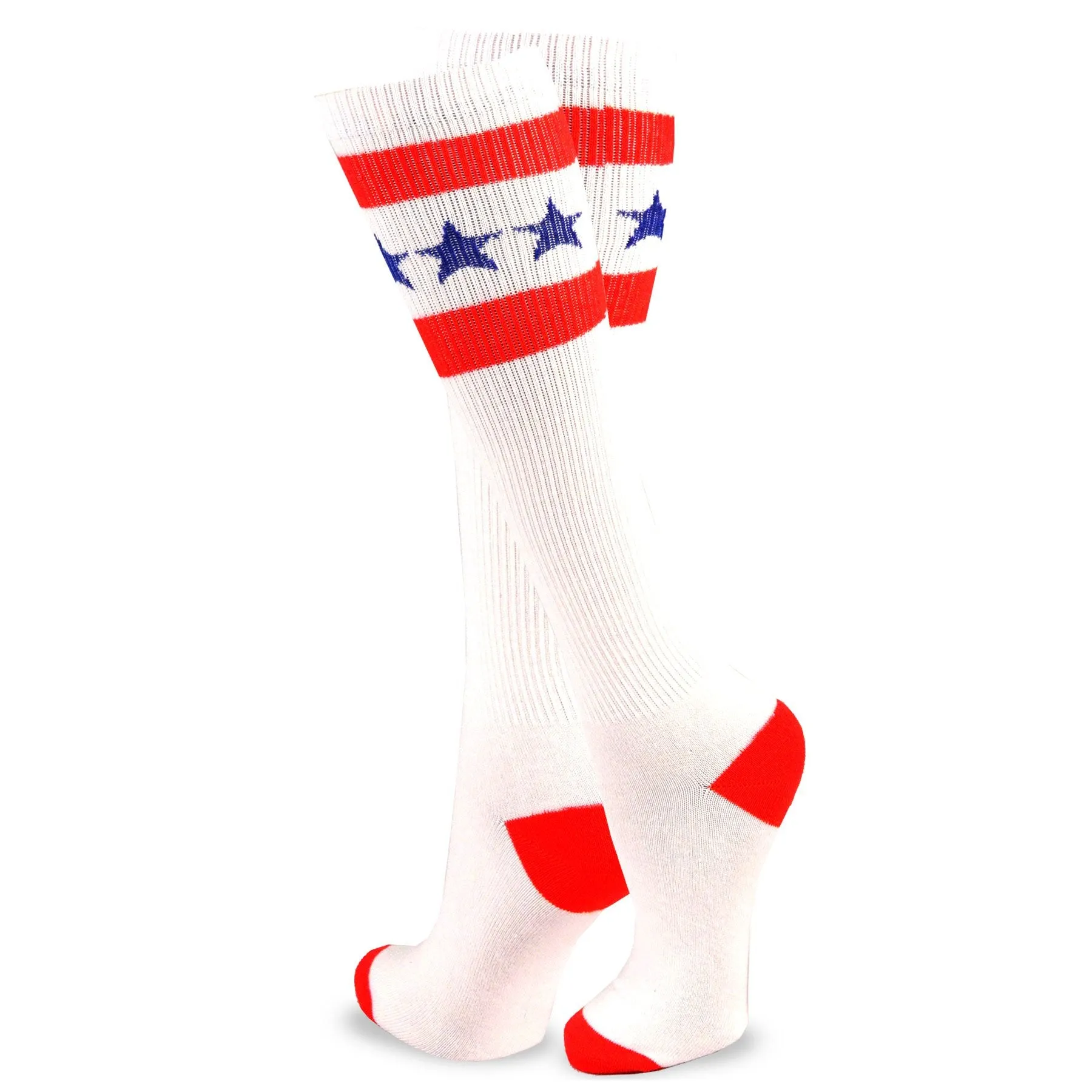 TeeHee Socks Women's 4th of July Cotton Knee High Stars and Stripes 2-Pack (11157)