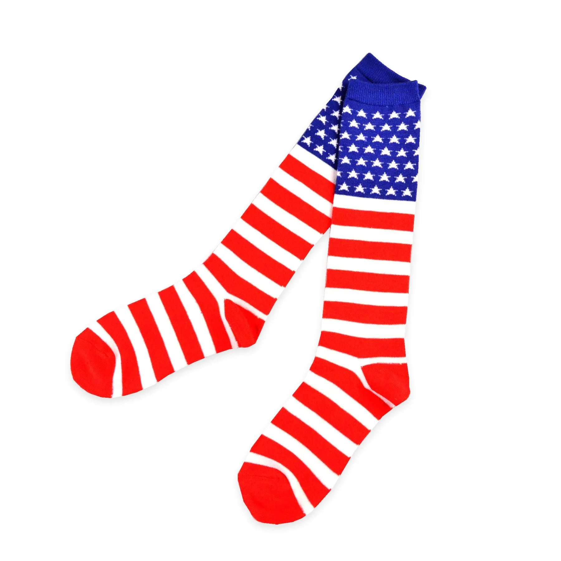 TeeHee Socks Women's 4th of July Cotton Knee High Stars and Stripes 2-Pack (11157)