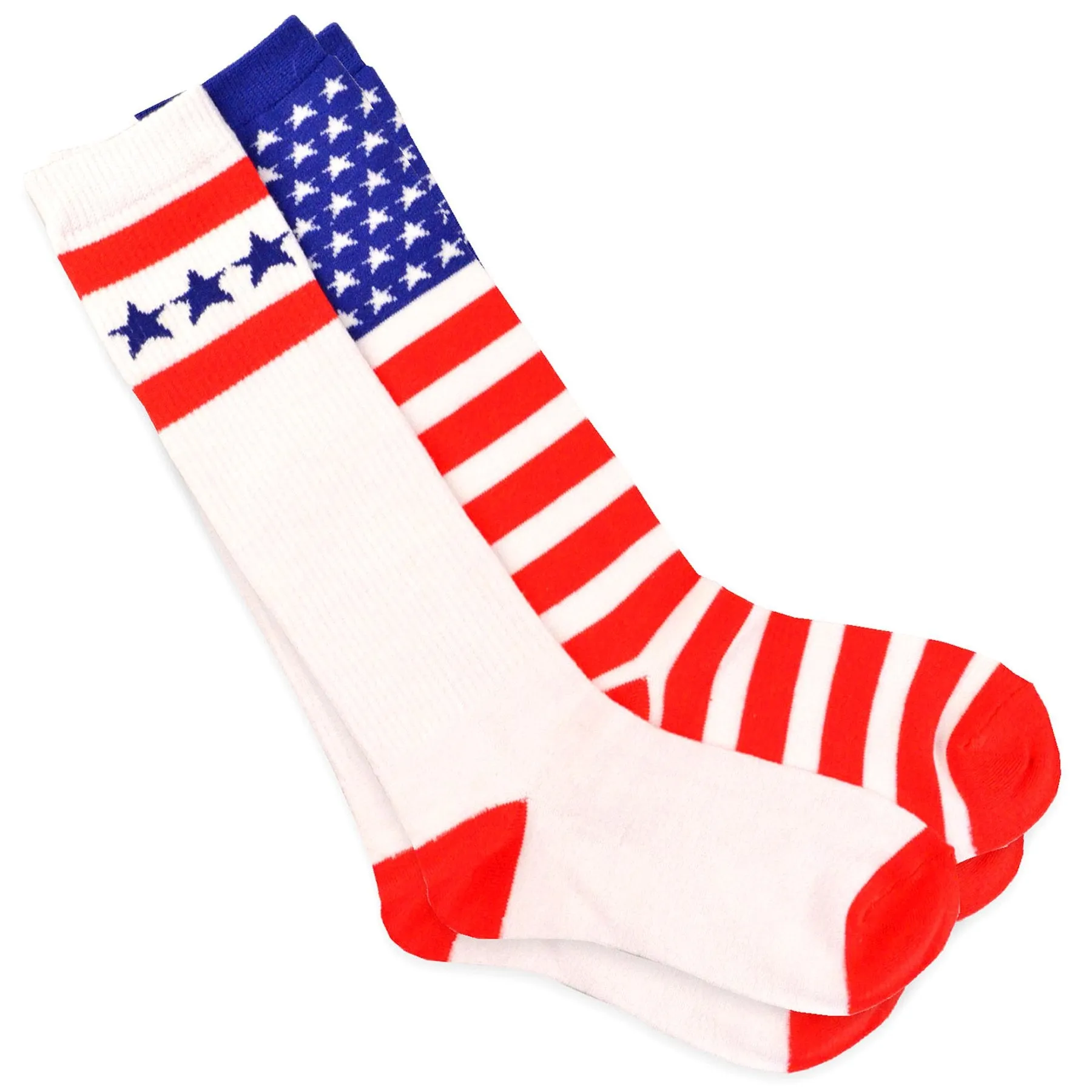 TeeHee Socks Women's 4th of July Cotton Knee High Stars and Stripes 2-Pack (11157)