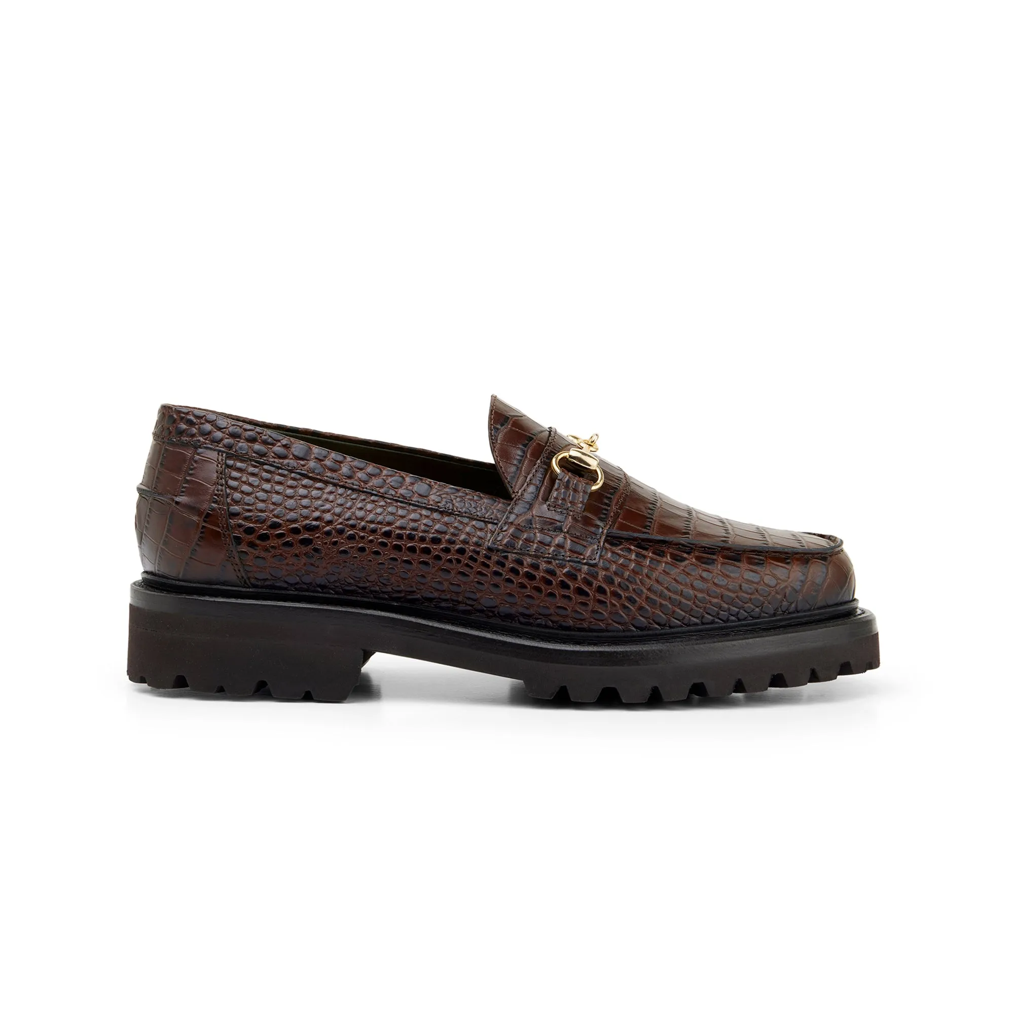 The Mason Horse Bit Loafer, Walnut Croc, Vibram 1757 Lug Sole