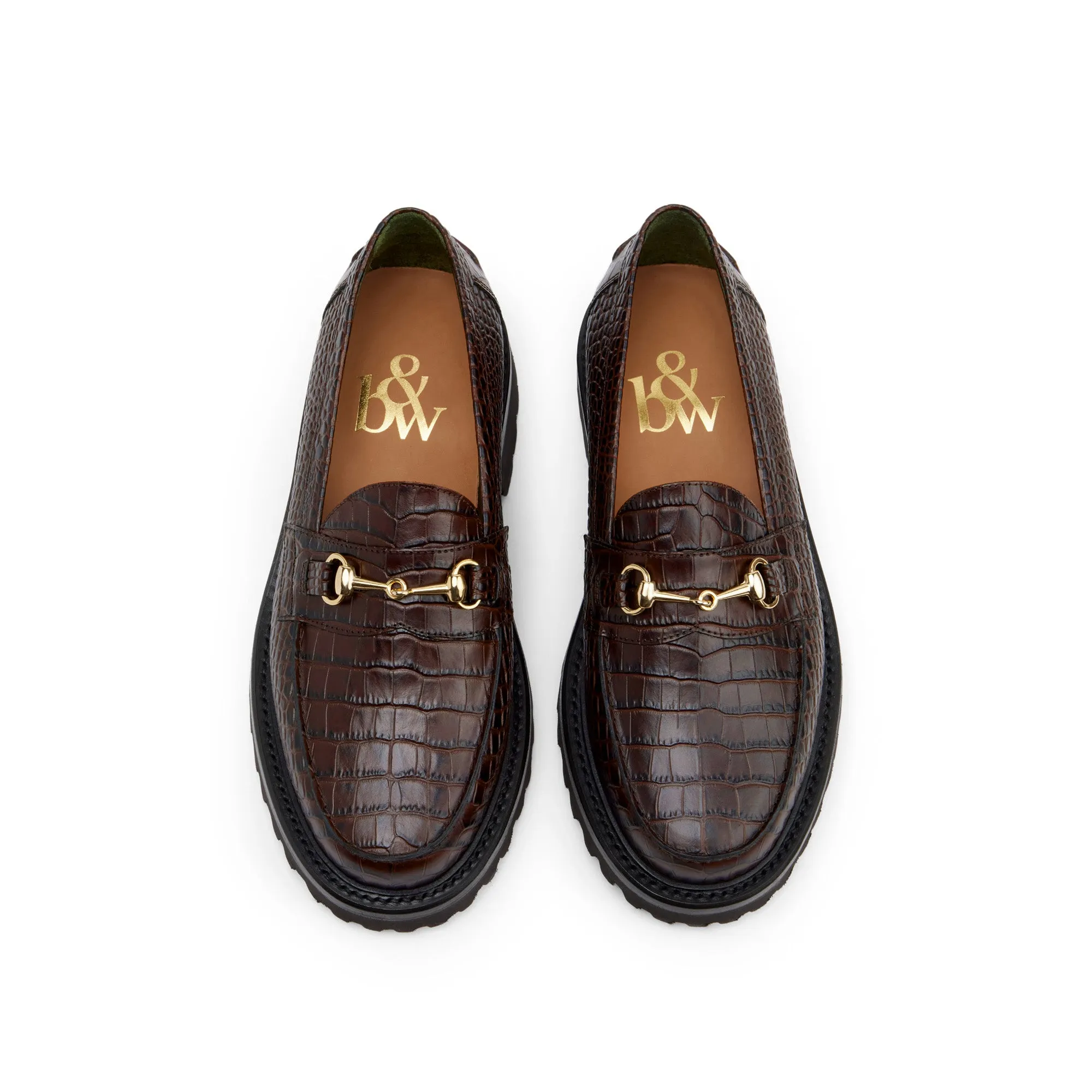 The Mason Horse Bit Loafer, Walnut Croc, Vibram 1757 Lug Sole