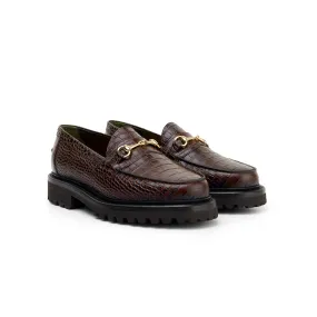 The Mason Horse Bit Loafer, Walnut Croc, Vibram 1757 Lug Sole