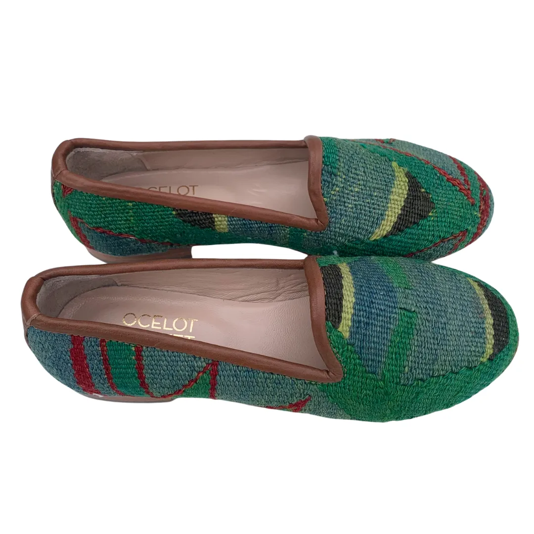 Women's Turkish Kilim Loafers Blue & Green