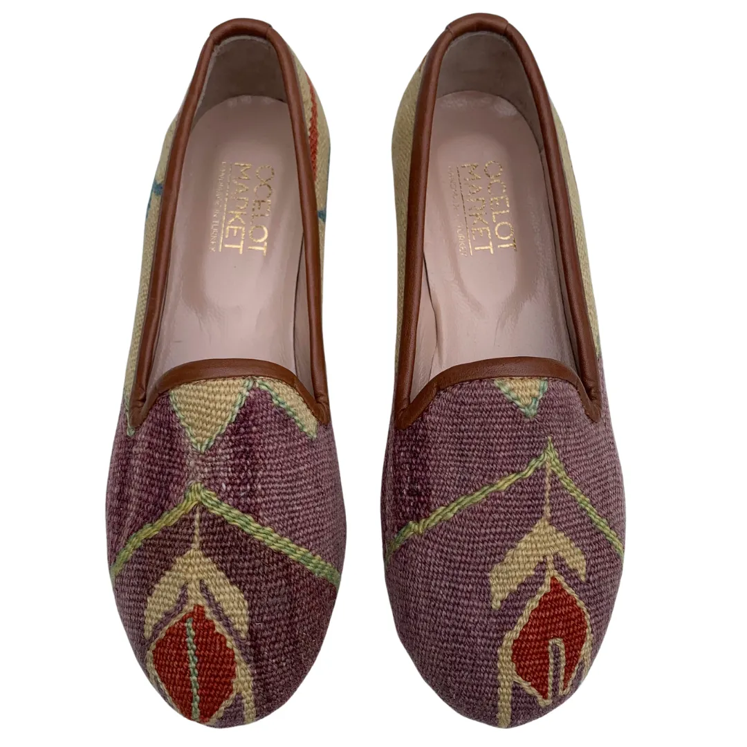 Women's Turkish Kilim Loafers Wine Color